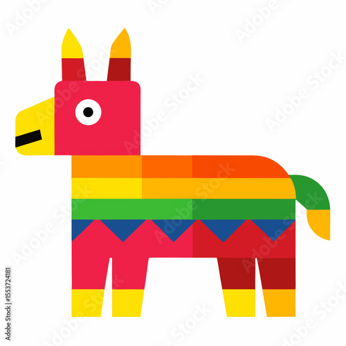 Colorful geometric design pinata donkey illustration