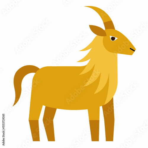 Golden goat illustration simple flat design