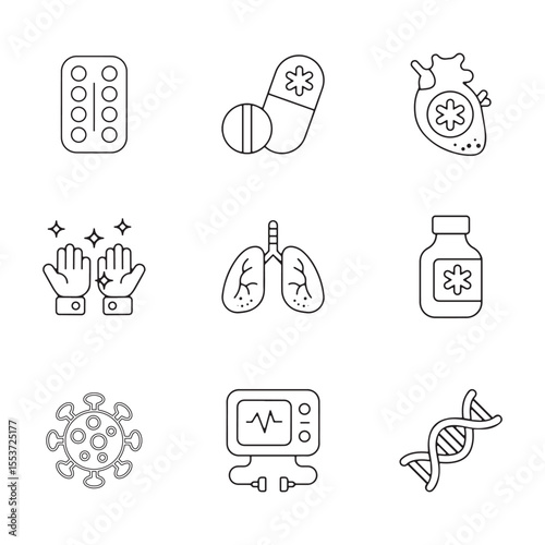 Medical and Hospital Flat Icons in Vector Style
