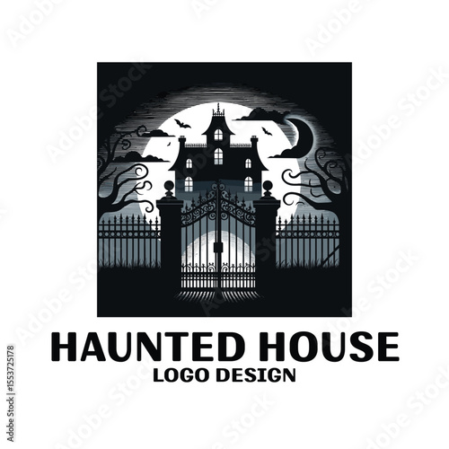 Haunted House Vector Logo Design