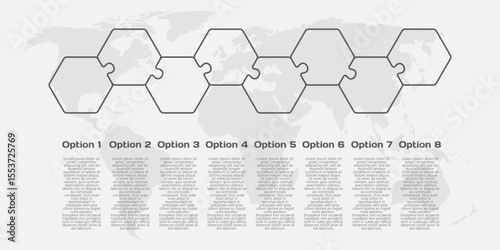 Eight steps line infographic, puzzle diagram