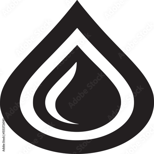 Black and white water drop vector design for logo concept and branding liquid symbol graphic element art on transparent background silhouette