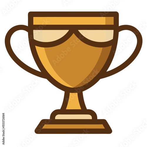 Gold trophy cup vector icon on white background.
