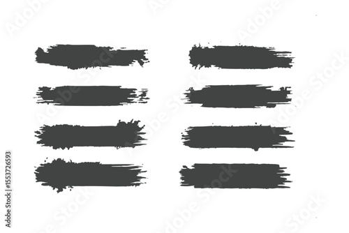 Dark Gray Paint Strokes: A set of eight dark gray paint strokes, ideal for design elements, banners, or artistic backgrounds.  Each stroke offers a unique texture and shape, adding a bold.