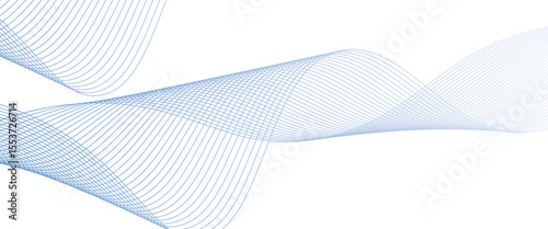 Dynamic sound wave isolated on white background. Musical particle pulsing. Blue energy flow concept. 3D rendering.