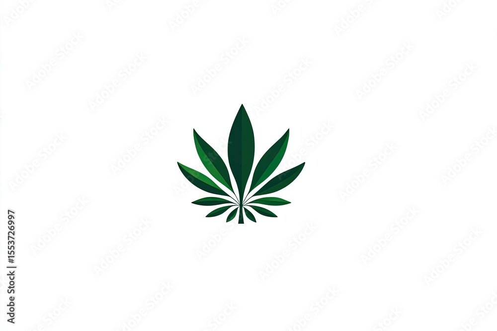 Naklejka premium Green stylized cannabis leaf design.