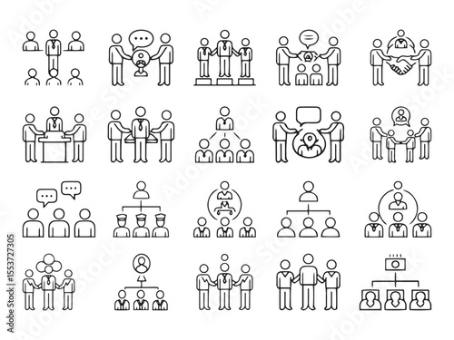 Teamwork and Organizational Structure Icon Set