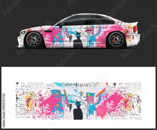 Car Wrap with Graffiti Style Design sports car