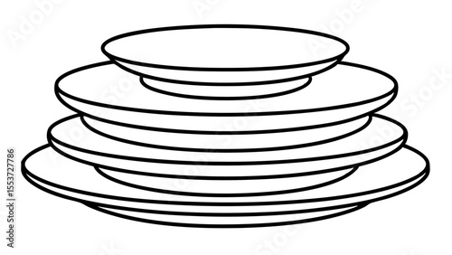 Vector illustration of stacked plates for dining and kitchenware concepts
