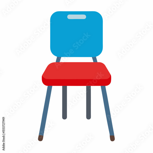 Simple red and blue childrens chair illustration