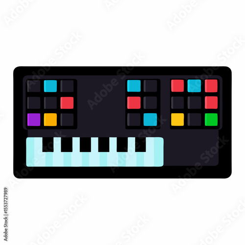 Colorful midi keyboard with pad controllers
