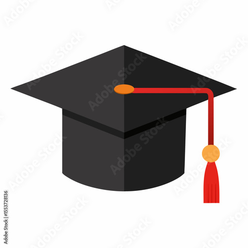 Graduation cap with red tassel illustration