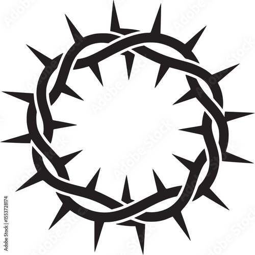 Crown of thorns jesus christ easter crucifixion good friday religious symbol christianity vector graphic art on transparent background silhouette