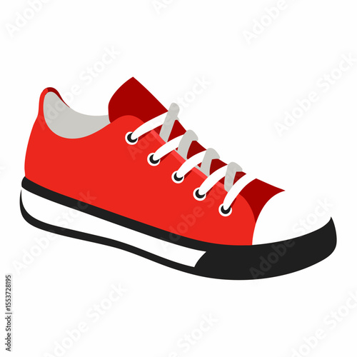 Classic red canvas sneaker illustration