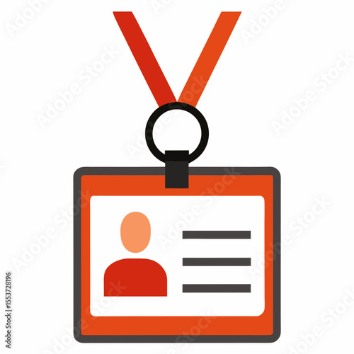 Orange identification badge with lanyard