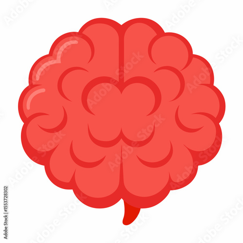 Simple red cartoon illustration of a human brain