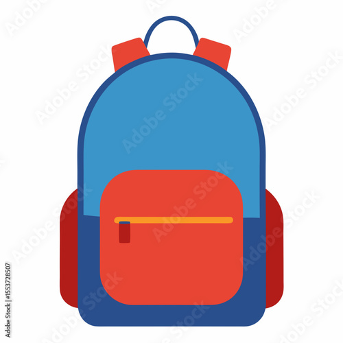 Blue and red backpack illustration