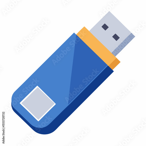 Isometric illustration of a blue usb flash drive