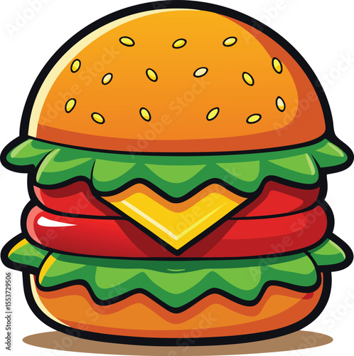 Double cheeseburger with lettuce tomato and cheese isolated on transparent background