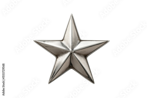 PNG Silver metallic five-pointed star isolated on black background