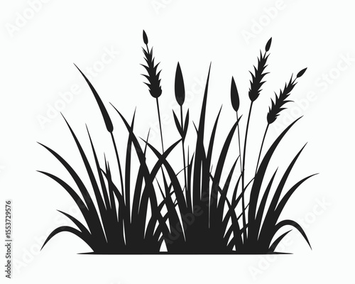grass silhouette vector, line art meadow, botanical illustration drawing






