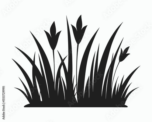 grass silhouette vector, line art meadow, botanical illustration drawing






