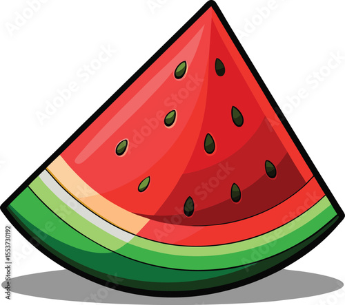 Brightly colored slice of juicy watermelon isolated on transparent background