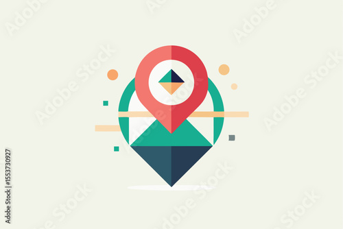 Minimalist GPS icon featuring clean geometric shapes representing navigation and signal in a modern design context