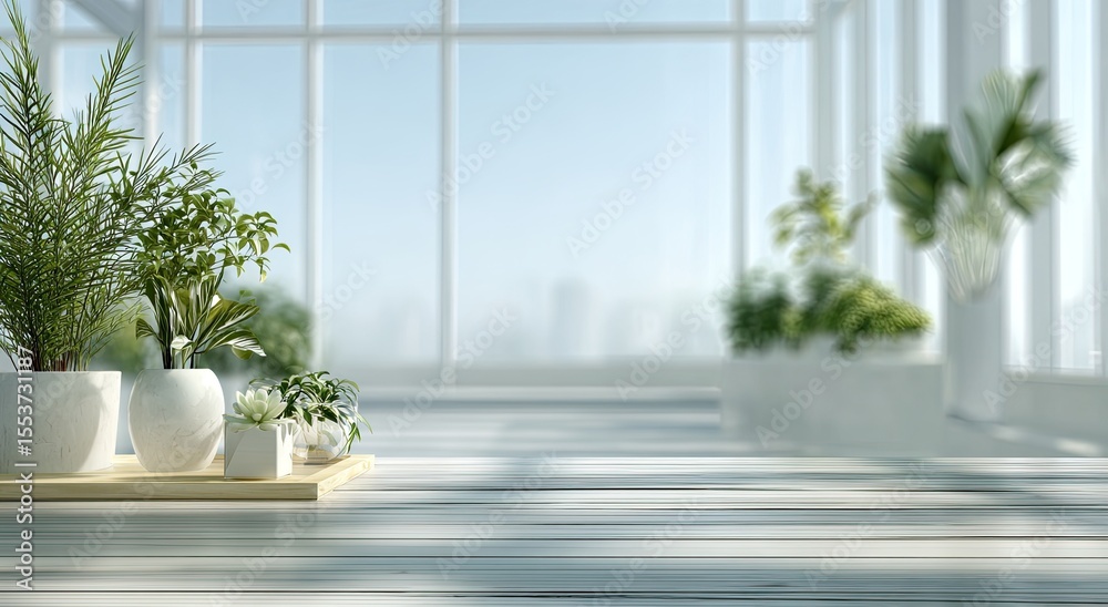 Fototapeta premium Modern interior scene with plants