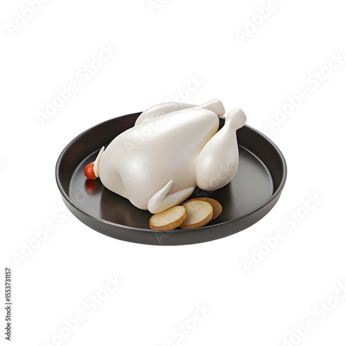 Raw chicken with potatoes and tomato isolated on a transparent background
