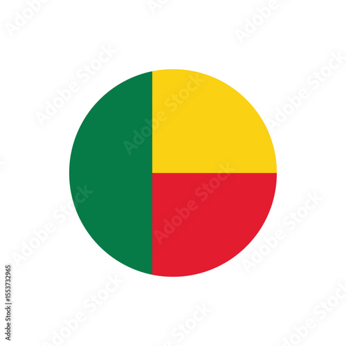 Schilderij op canvas Round Benin flag icon illustration for independence day celebration on transpare