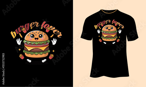 Abstract Cheeseburger Space T-Shirt Design – Dripping Ink Graphic on Black Background with Grunge Texture