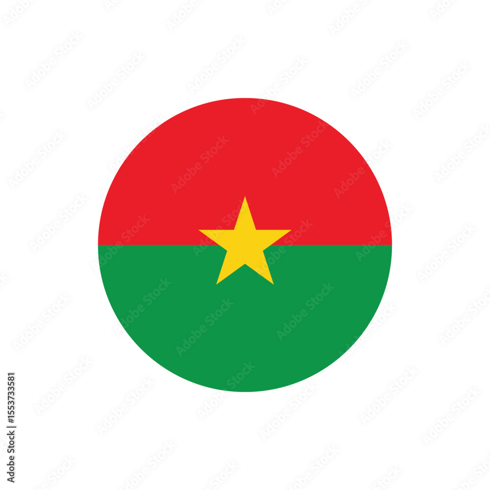 Round Burkina Faso flag icon illustration for independence day celebration on transparent background in vector graphic style Round Burkina Faso flag icon illustration for independence day celebration on transparent background in vector graphic style