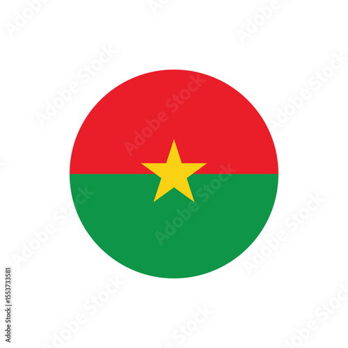 Round Burkina Faso flag icon illustration for independence day celebration on transparent background in vector graphic style