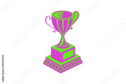 Black Trophy Silhouette with Handles on Transparent Background