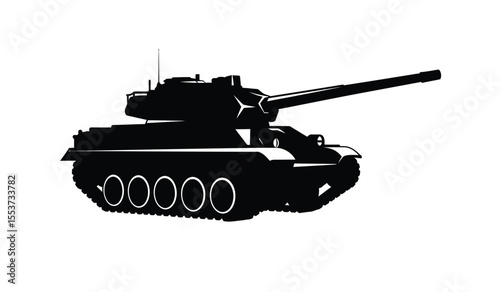 Military tank silhouette design on a white background.