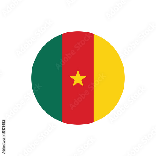 Free Download Round Cameroon flag icon illustration for independence day celebration on transparent background in vector graphic style. - GFXLoad