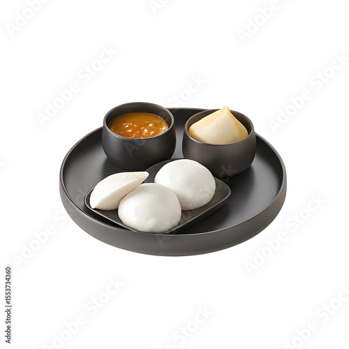 White buns with orange sauce isolated on a transparent background