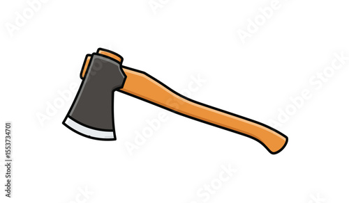 Vector art illustration Axe with a wooden handle