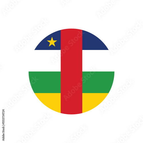 Round Central African Republic flag icon illustration for independence day celebration on transparent background in vector graphic style