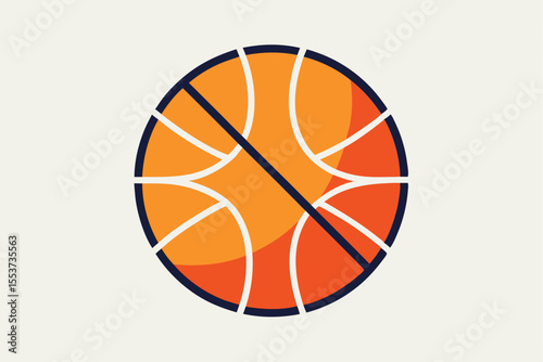 Bright and simple basketball icon showcasing flat geometric lines representing the sport in a minimalist style