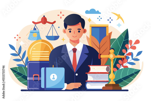 Lawyer providing legal services in a modern office environment, showcasing professionalism and commitment to clients during a busy workday