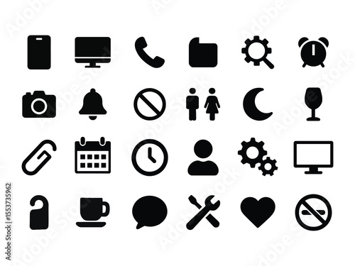 User Interface Universal Solid Icon Set. Icons are Suitable for Web Page, Mobile App, UI, UX and GUI design