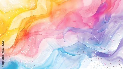 Wallpaper Mural Vibrant Watercolor Swirl Background with Pastel Tones and Delicate Splatters Torontodigital.ca