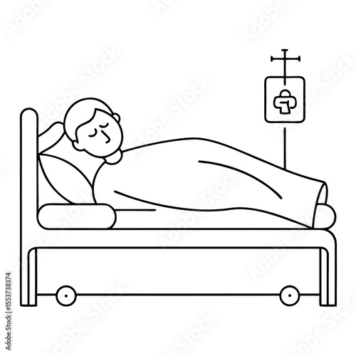 Hospital patient vector icon on white background.