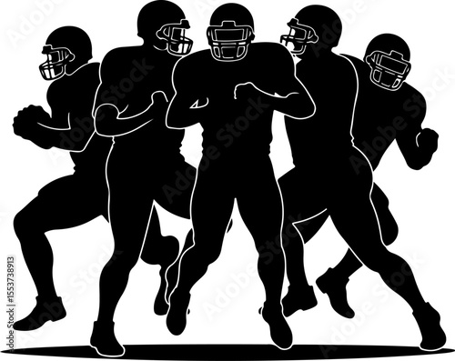 American Football Players   jump, jumping, ball, sport, team, game, action, Catching Ball Vector Bundle