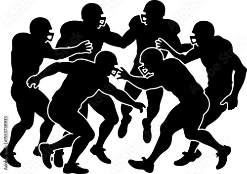 American Football Players   jump, jumping, ball, sport, team, game, action, Catching Ball Vector Bundle