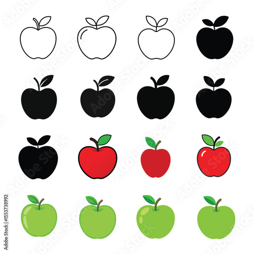 Apple set vector illustration on white background