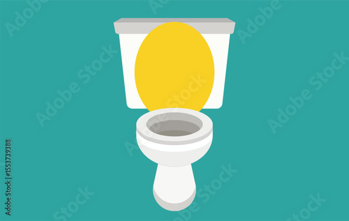 Toilet with yellow seat, teal background