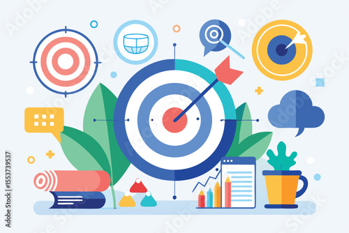Brainstorming sessions for business target direction with visuals representing goals and strategies